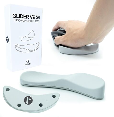 Reloot Glider v2 - مسند راحة اليد المنزلق الأصلي المريح، وسادة معصم منزلقة تتحرك باستخدام الماوس، مصمم خصيصًا لمتلازمة النفق الرسغي، مسند معصم خفيف الوزن (رمادي) in Kuwait