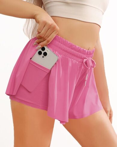 Memorose Flowy Running Shorts for Women Summer Causal Spandex Athletic Workout Shorts with Pockets in Saudi Arabia