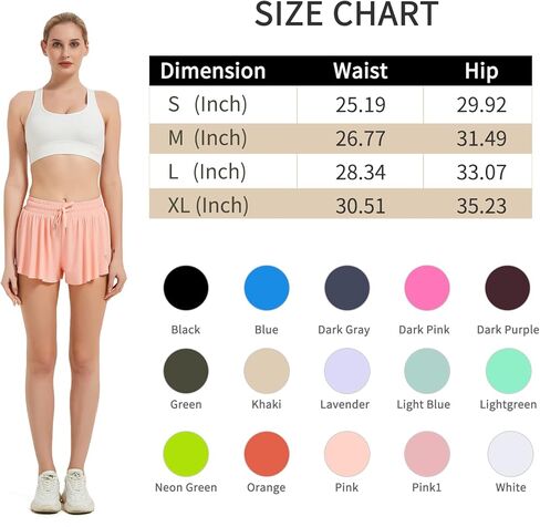 Memorose Flowy Running Shorts for Women Summer Causal Spandex Athletic Workout Shorts with Pockets in Kuwait