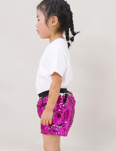 Cilucu Girls Sequin Shorts Flip Sparkly Party Summer Short Pants Kids Halloween Birthday Bottoms in Saudi Arabia