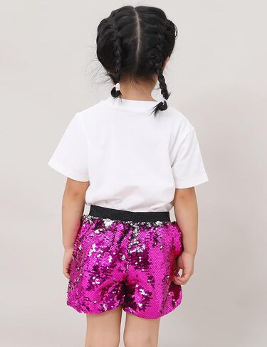 Cilucu Girls Sequin Shorts Flip Sparkly Party Summer Short Pants Kids Halloween Birthday Bottoms in Saudi Arabia