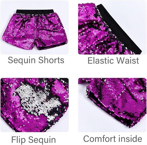 Cilucu Girls Sequin Shorts Flip Sparkly Party Summer Short Pants Kids Halloween Birthday Bottoms in Saudi Arabia