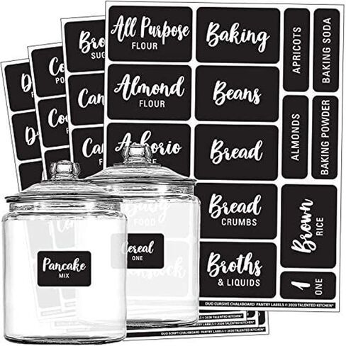 Talented Kitchen 128 Pcs Chalkboard Pantry Labels for Kitchen Organization, Food Label Stickers for Storage Containers, Canister, Jars, Preprinted & Waterproof in Saudi Arabia