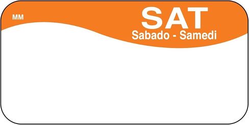 DayMark Safety Systems MoveMark IT110036 Day of The Week Trilingual Removable Label, Saturday, 1" x 2", Orange (Roll of 1000) in Saudi Arabia