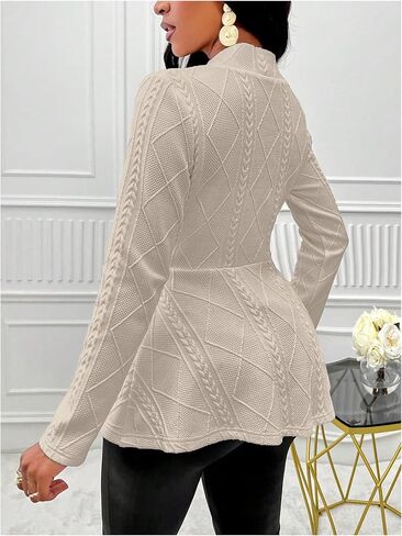 Milumia Women's Textured Ruffle Hem Blazer Single Button Shawl Collar Long Sleeve Jacket in Saudi Arabia