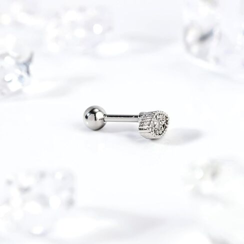 16G تألق مكعب زركونيا الفولاذ المقاوم للصدأ وأقراط الزنمة اللولب محارة الغضروف الأذن ثقب الزنمة ثقب المجوهرات أقراط للنساء in Kuwait