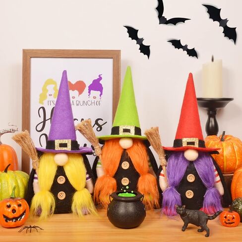 Hocus Pocus Decorations Halloween Decorations, 3 Pcs Hocus Pocus Decor Sanderson Sisters Halloween Gnomes Decorations Home Indoor Halloween Decor for Table Centerpiece Mantle Tiered Tray Shelf Kitchen in Saudi Arabia