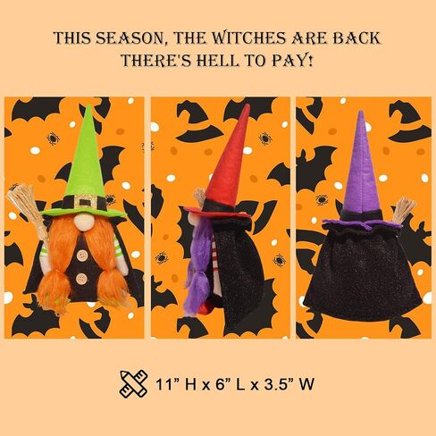 Hocus Pocus Decorations Halloween Decorations, 3 Pcs Hocus Pocus Decor Sanderson Sisters Halloween Gnomes Decorations Home Indoor Halloween Decor for Table Centerpiece Mantle Tiered Tray Shelf Kitchen in Saudi Arabia