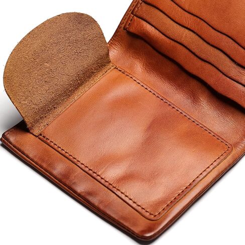 IJUN Full Grain Leather Bifold Small Wallet for Men Genuine Leather Italian Washed Vegetable Tanned Leather(Orange) in Saudi Arabia