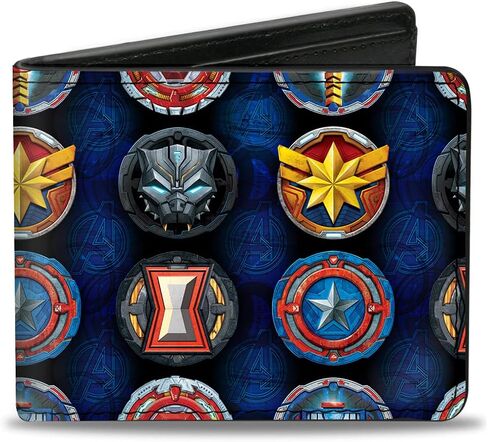 محفظة Marvel Comics للرجال من Buckle-Down، ثنائية الطي، Avengers Superhero Icons Blue متعددة الألوان، جلد نباتي، 4.0 بوصة × 3.5 بوصة in Saudi Arabia