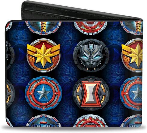 محفظة Marvel Comics للرجال من Buckle-Down، ثنائية الطي، Avengers Superhero Icons Blue متعددة الألوان، جلد نباتي، 4.0 بوصة × 3.5 بوصة in Saudi Arabia
