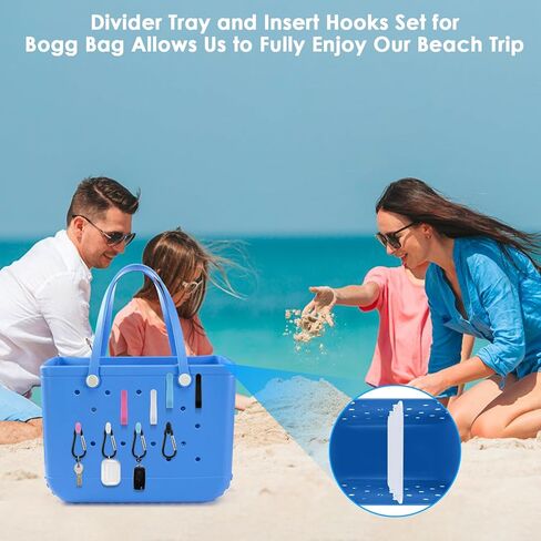 صينية مقسمة من ERKOON لحقيبة Bogg، مجموعة خطافات مكونة من 4 قطع وإكسسوارات حامل سلسلة مفاتيح ساحرة متوافقة مع حقائب Bogg الأصلية الكبيرة جدًا تساعد في تنظيم حقيبتك وتقسيم المساحة in Kuwait