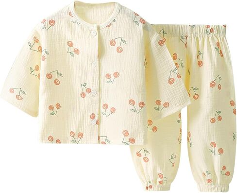 طقم بيجامات للأطفال الصغار Pjs - ملابس نوم قطنية بأكمام قصيرة للأطفال قطعتين للأولاد والبنات من عمر 2 إلى 7 سنوات in Kuwait