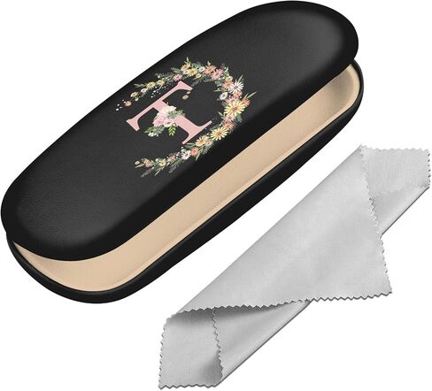 حافظة النظارات ذات الغلاف الصلب حافظة واقية للحروف الأولية للنظارات صندوق حامل النظارات مع قطعة قماش للتنظيف للنساء والفتيات والرجال الجمالية الكلاسيكية اللطيفة (حرف T) in Kuwait