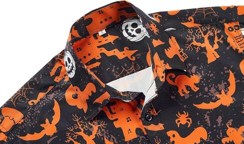 EUOW Halloween Button Down Shirts for Men Fun Skeleton Printed Casual Short Sleeve Hawaiian Tropical Novelty Shirt in Saudi Arabia