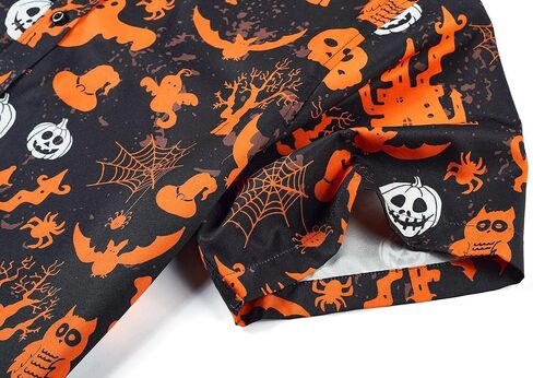 EUOW Halloween Button Down Shirts for Men Fun Skeleton Printed Casual Short Sleeve Hawaiian Tropical Novelty Shirt in Saudi Arabia