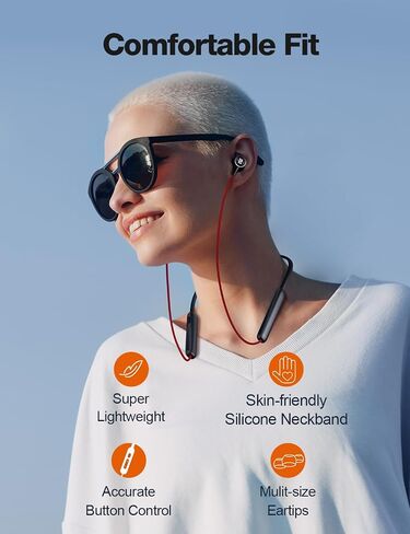 سماعات راس بلوتوث لاسلكية V5.2 من ريثفلو، سماعات اذن بلوتوث لاسلكية مع ميكروفون داخل الاذن مع شريط رقبة مغناطيسي وقت تشغيل 30 ساعة مقاومة للعرق IPX7 للمكالمات الهاتفية والموسيقى والرياضة in Kuwait