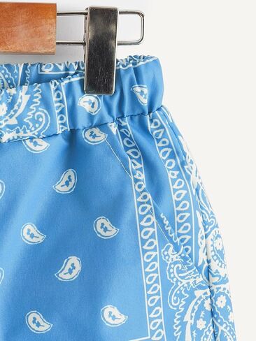 Men's Paisley Shorts High Elastic Waist Drawstring Summer Shorts Casual Gym Workout Bandana Shorts in Saudi Arabia