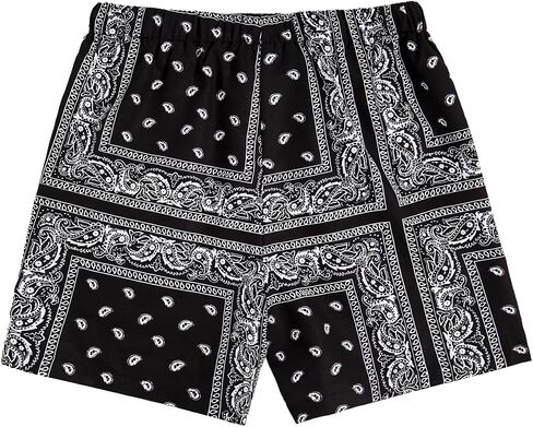 Men's Paisley Shorts High Elastic Waist Drawstring Summer Shorts Casual Gym Workout Bandana Shorts in Saudi Arabia