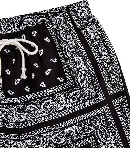 Men's Paisley Shorts High Elastic Waist Drawstring Summer Shorts Casual Gym Workout Bandana Shorts in Saudi Arabia