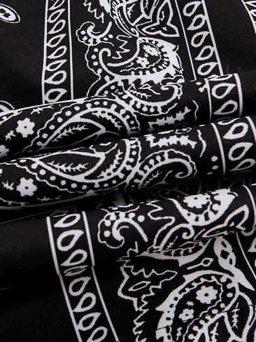 Men's Paisley Shorts High Elastic Waist Drawstring Summer Shorts Casual Gym Workout Bandana Shorts in Saudi Arabia
