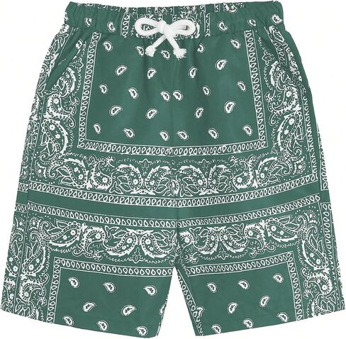 Men's Paisley Shorts High Elastic Waist Drawstring Summer Shorts Casual Gym Workout Bandana Shorts in Saudi Arabia