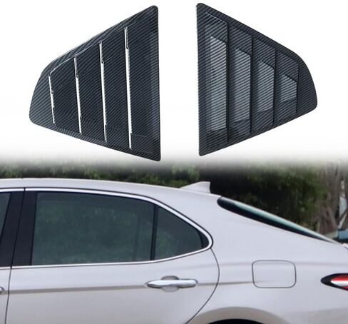TKREENO لسيارة Toyota Camry 2018 2019 2020 2021 2022 2023 غطاء تزيين النافذة الخلفية الجانبية وفتحة التهوية الخلفية وأغطية ستائر النوافذ وإكسسوارات السيارات (أسود غير لامع) in Kuwait