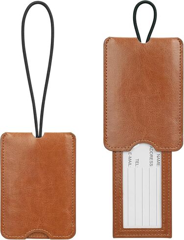 FYY Luggage Tag - 4 Pack PU Leather Luggage Tags for Suitcases with Name ID Card Travel Tags Labels with Privacy Cover for Baggage Handbag School Bag Suitcase Black in Kuwait