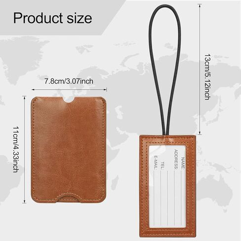 FYY Luggage Tag - 4 Pack PU Leather Luggage Tags for Suitcases with Name ID Card Travel Tags Labels with Privacy Cover for Baggage Handbag School Bag Suitcase Black in Kuwait