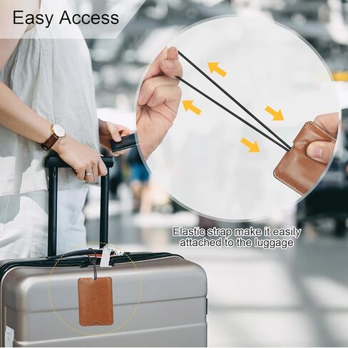 FYY Luggage Tag - 4 Pack PU Leather Luggage Tags for Suitcases with Name ID Card Travel Tags Labels with Privacy Cover for Baggage Handbag School Bag Suitcase Black in Kuwait
