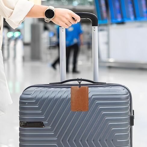 FYY Luggage Tag - 4 Pack PU Leather Luggage Tags for Suitcases with Name ID Card Travel Tags Labels with Privacy Cover for Baggage Handbag School Bag Suitcase Black in Kuwait