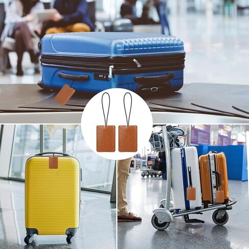 FYY Luggage Tag - 4 Pack PU Leather Luggage Tags for Suitcases with Name ID Card Travel Tags Labels with Privacy Cover for Baggage Handbag School Bag Suitcase Black in Kuwait