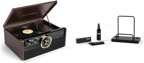 Victrola Empire Mid-Century 6-in-1 Turntable with 3 Speed Record Player, Bluetooth Connectivity, Radio, Cassette and CD Player (Espresso) in Kuwait