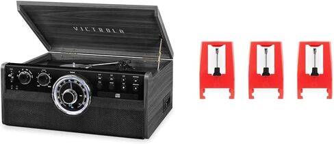 Victrola Empire Mid-Century 6-in-1 Turntable with 3 Speed Record Player, Bluetooth Connectivity, Radio, Cassette and CD Player (Espresso) in Kuwait
