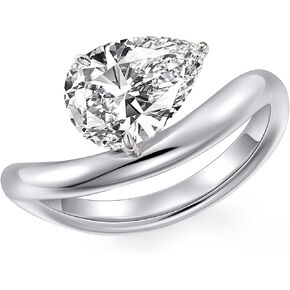 2CT 18K Gold Plated S925 Sterling Silver Pear Shaped Solitaire Engagement Ring For Women,Wedding Promise Ring for Her Wedding Band for Women
