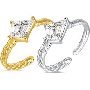 925 silver, 18K gold plated, Moissanite adjustable Promise ring, engagement ring, wedding ring, birthday gift, Valentine's Day gift, fashion jewelry gift