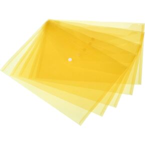 YOKIVE 12 Pack File Folders, Clear A4 Files Envelope | Plastic Document Pockets with Snap Button, Great for Office(Yellow)