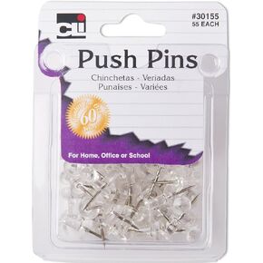 Charles Leonard Push Pins, Black, 100-Pack (200-BK)