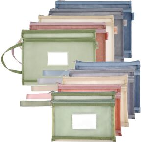 10 Pack Double-Layer Mesh Zipper Pouch Bags with Label Pocket (5 Pack A4+5 Pack A5), Toys Storage Bags Board Game Storage Puzzle Bags Document Bags Nylon Zipper Mesh Bags for School Office Home in Kuwait