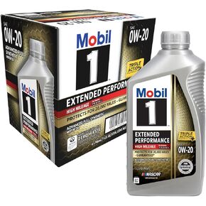 Mobil 1 Extended Performance High Mileage Full Synthetic Motor Oil 0W-20, 1 Quart (6-pack)
