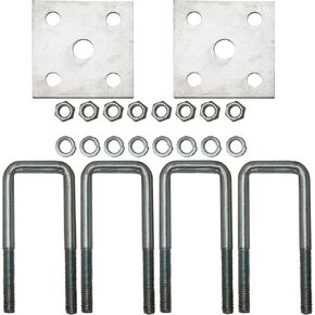 Extreme Max 3006.7058 Single Axle Galvanized U-Bolt Kit for Mounting Boat Trailer Leaf Springs for 2" x 2" Axle - 5-1/4" Long