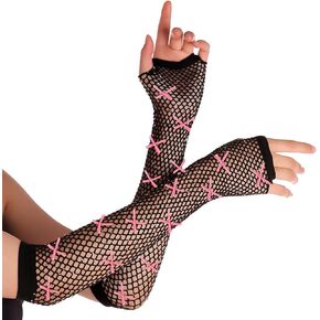 Black Fishnet Gloves Bow Rhinestone Mesh Net Fingerless Gloves for Outfit Guts Concert Bachelorette Party for Women