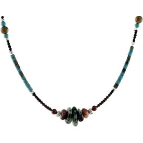 NOVICA Artisan Handmade Multigemstone Beaded Necklace Fair Trade Calcite Reconstituted Turquoise Jasper Blue Multicolor Brown Thailand 'Bohemian Harmony'