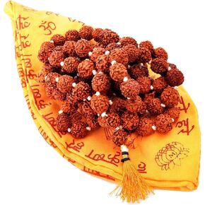 Panchmukhi 5 Mukhi (Face) Rudraksha Mala 10mm 108+1 Beads with Gaumukhi for Jaap,Meditaion Mala