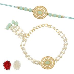 مجموعة كومبو لومبا راخي كومبو من آي جويلز راكشابهاندان الخاصة المرصعة باللؤلؤ بهيا بهابهي والمعلقة باللؤلؤ (R096-CO) in Kuwait