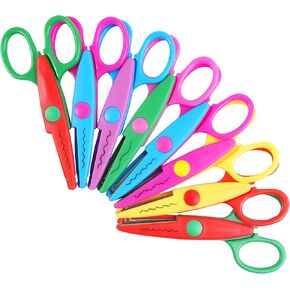 8 Pcs Craft Scissors Decorative Edge, ABS Resin Scissors for Crafting, Colorful Zig Zag Scissors, Scrapbook Scissors Decorative Edge, 6 Pattern Scissors, Safe for Kids
