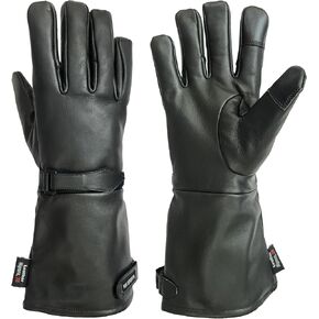 Motorcycle Gauntlet Gloves, Motorbike Racing Touch Screen Gloves for Men, Women Genuine Natural Aniline Cowhide Leather Long Cuff