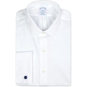 قميص Brooks Brothers الرجالي ذو المقاس العادي المصنوع من القطن بالكامل بياقة أينسلي غير قابلة للكي مع أساور أكمام فرنسية، (199834 أبيض، رقبة 15.5 بوصة، وأكمام 32 بوصة) in Kuwait