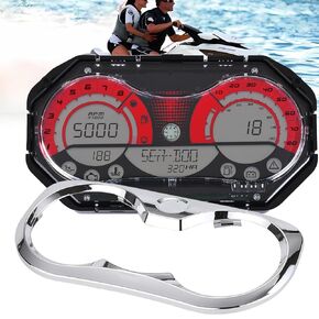 LCD Digital Jet Ski Speedometer Compatible with Sea Doo GTX/RXP/RXT/WAKE, Digital Gauge Cluster Kit with Chrome Bezel, Replacement Part Number# 278002270 278002144 - Color Red