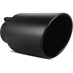 YITAMOTOR 5 Inch Exhaust Tip, 5" Inlet to 8" Outlet 15" Overall Length Stainless Steel Professional Diesel Exhaust Tail Tip for All 5" Outside Diameter Tailpipe, Rolled Slant Cut, Bolt On, Black